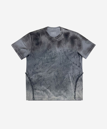 BLR（ビーエルアール）の「Oil Wash Cut-Off Logo Short Sleeve T-Shirt Dark Grey（Tシャツ/カットソー）」