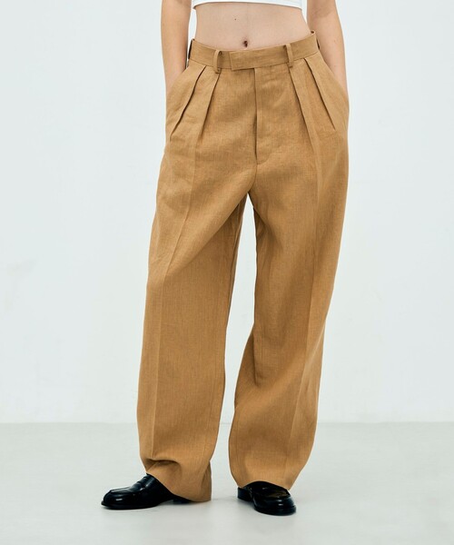 edition pourell(エディションプレル)の「edition pourell リネン タックパンツ(その他パンツ・レディース・ベージュ/ブラウン・34/36)」の9枚目の写真