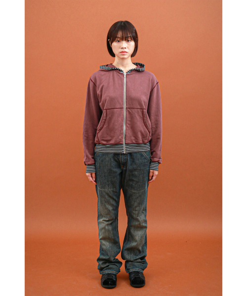 SAFARISPOT（サファリスポット）の「ストライプポイントウォッシングフードジップアップ（バーガンディ）（パーカー・メンズ・その他・1）」の4枚目の写真