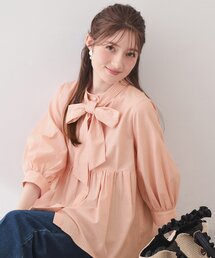 index（インデックス）の「ペプラムブラウス/ボウタイ取り外し可【洗濯機OK/イージーアイロン/防シワ】《XS～LL/8col》（シャツ/ブラウス）」
