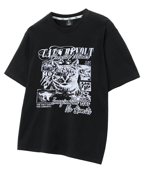 MOZMOZ(モズモズ)の「アイキャット オーバーサイズ グラフィック 半袖Tシャツ ブラック(Tシャツ/カットソー・レディース・その他・M/XL/XXL)」の2枚目の写真