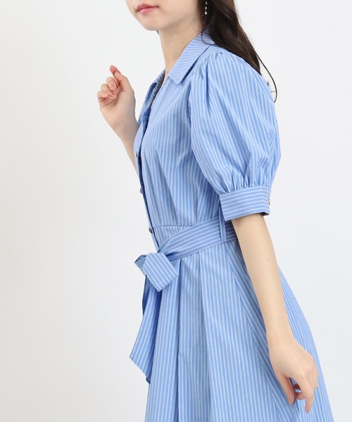 ASTORIA ODIER(アストリアオディール)の「ストライプシャツワンピース(ワンピース・レディース・ブルー/ホワイト×ブルー/サックスブルー・MEDIUM)」の8枚目の写真