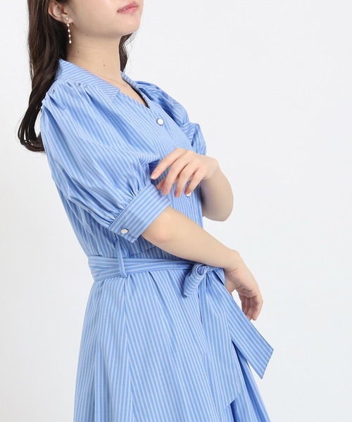 ASTORIA ODIER(アストリアオディール)の「ストライプシャツワンピース(ワンピース・レディース・ブルー/ホワイト×ブルー/サックスブルー・MEDIUM)」の7枚目の写真