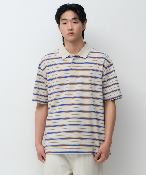 Мальчишечая полоса polo‑style [экрю] — Maru chest stripe polo [ecru]