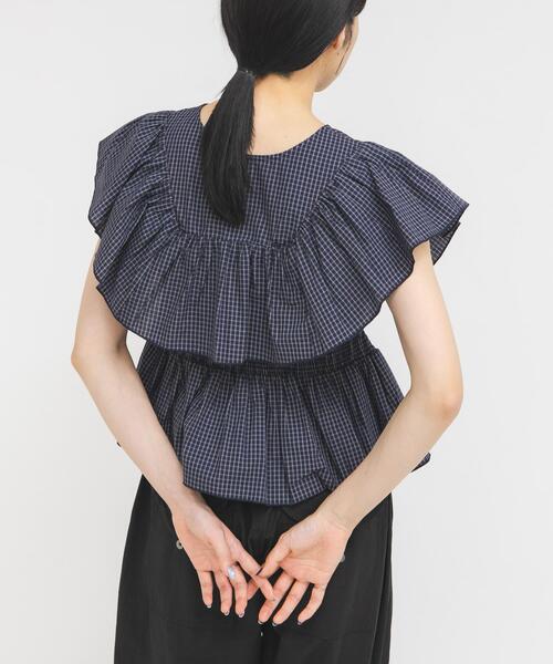 フロントホックチェックフリルブラウス（シャツ/ブラウス）｜KBF