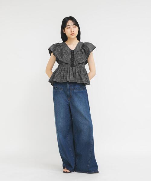 フロントホックチェックフリルブラウス（シャツ/ブラウス）｜KBF