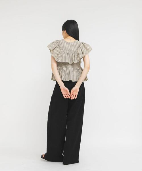 フロントホックチェックフリルブラウス（シャツ/ブラウス）｜KBF