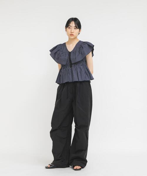 フロントホックチェックフリルブラウス（シャツ/ブラウス）｜KBF
