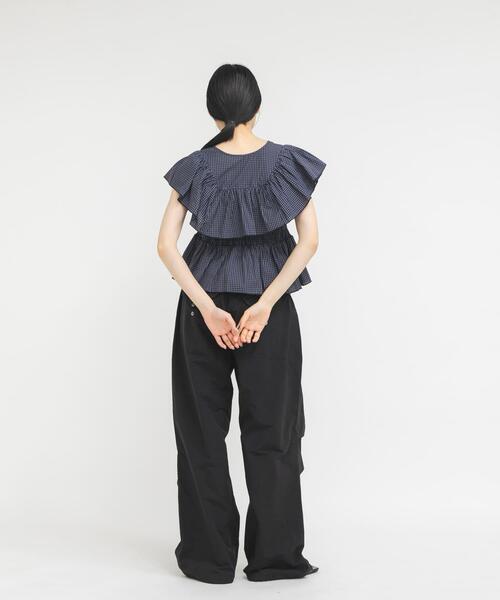 フロントホックチェックフリルブラウス（シャツ/ブラウス）｜KBF