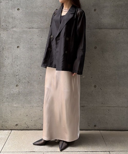 CIEL'AIR(シエルエアー)の「SHEER JACKET(シアージャケット)(テーラードジャケット・レディース・グレイッシュベージュ/ブラック・FREE)」の12枚目の写真