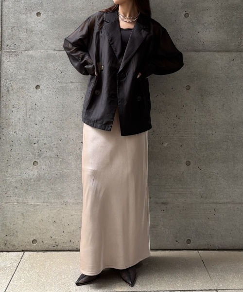 CIEL'AIR(シエルエアー)の「SHEER JACKET(シアージャケット)(テーラードジャケット・レディース・グレイッシュベージュ/ブラック・FREE)」の18枚目の写真