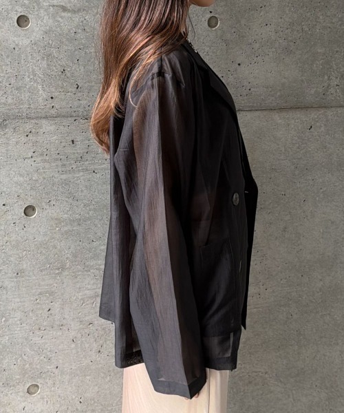 CIEL'AIR(シエルエアー)の「SHEER JACKET(シアージャケット)(テーラードジャケット・レディース・グレイッシュベージュ/ブラック・FREE)」の17枚目の写真