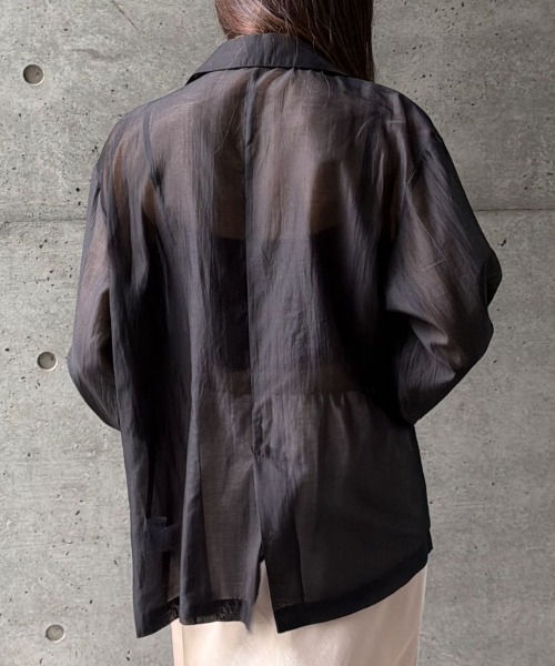 CIEL'AIR(シエルエアー)の「SHEER JACKET(シアージャケット)(テーラードジャケット・レディース・グレイッシュベージュ/ブラック・FREE)」の16枚目の写真