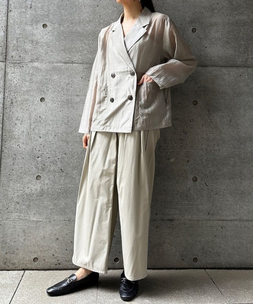 CIEL'AIR(シエルエアー)の「SHEER JACKET(シアージャケット)(テーラードジャケット・レディース・グレイッシュベージュ/ブラック・FREE)」の5枚目の写真