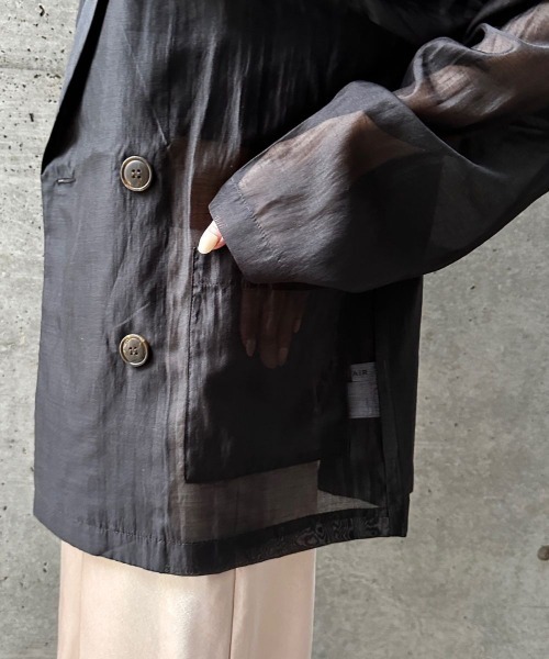 CIEL'AIR(シエルエアー)の「SHEER JACKET(シアージャケット)(テーラードジャケット・レディース・グレイッシュベージュ/ブラック・FREE)」の15枚目の写真