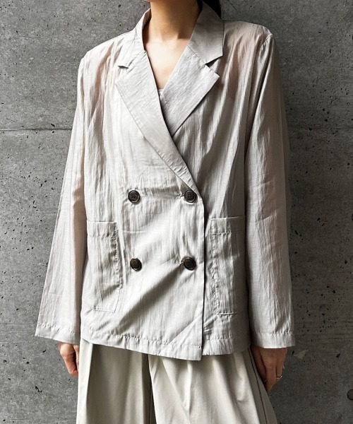CIEL'AIR(シエルエアー)の「SHEER JACKET(シアージャケット)(テーラードジャケット・レディース・グレイッシュベージュ/ブラック・FREE)」の11枚目の写真