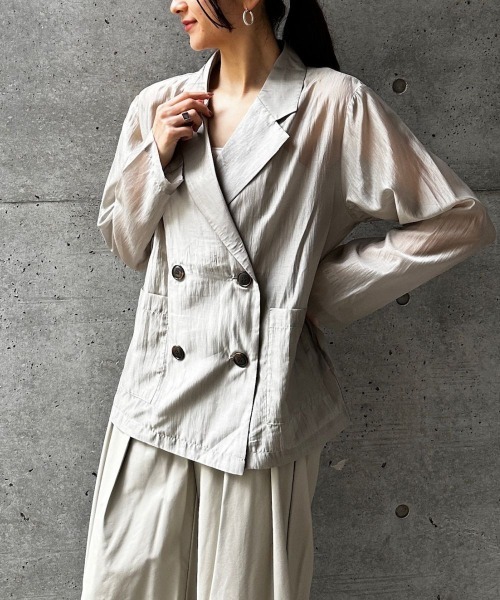 CIEL'AIR(シエルエアー)の「SHEER JACKET(シアージャケット)(テーラードジャケット・レディース・グレイッシュベージュ/ブラック・FREE)」の9枚目の写真