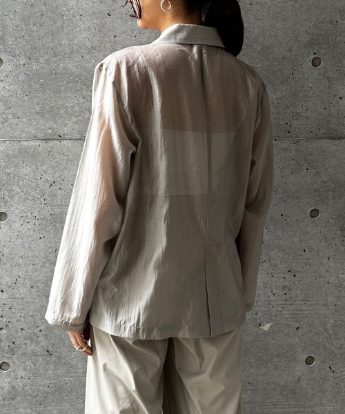 CIEL'AIR(シエルエアー)の「SHEER JACKET(シアージャケット)(テーラードジャケット・レディース・グレイッシュベージュ/ブラック・FREE)」の8枚目の写真