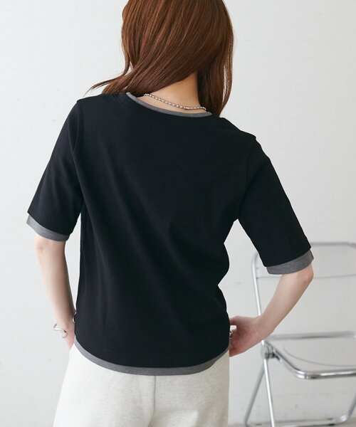 DISCOAT（ディスコート）の「レイヤード風半袖プルオーバー（Tシャツ/カットソー・レディース・ブラック/レモンイエロー/グレー/ベビーピンク・FREE）」の10枚目の写真