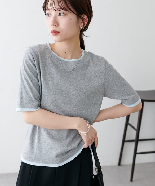 DISCOAT（ディスコート）の「レイヤード風半袖プルオーバー（Tシャツ/カットソー・レディース・ブラック/レモンイエロー/グレー/ベビーピンク・FREE）」の18枚目の写真