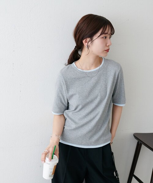 DISCOAT（ディスコート）の「レイヤード風半袖プルオーバー（Tシャツ/カットソー・レディース・ブラック/レモンイエロー/グレー/ベビーピンク・FREE）」の19枚目の写真
