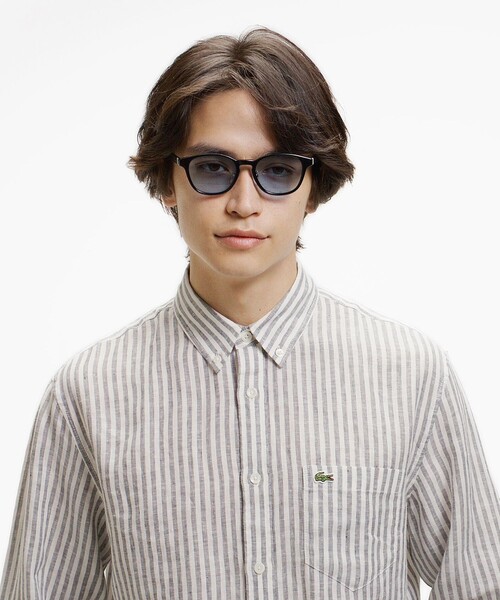 LACOSTE（ラコステ）の「リネンストライプシャツ（シャツ/ブラウス・メンズ・ブルー/ダークアッシュ・38/39/40/41）」の6枚目の写真