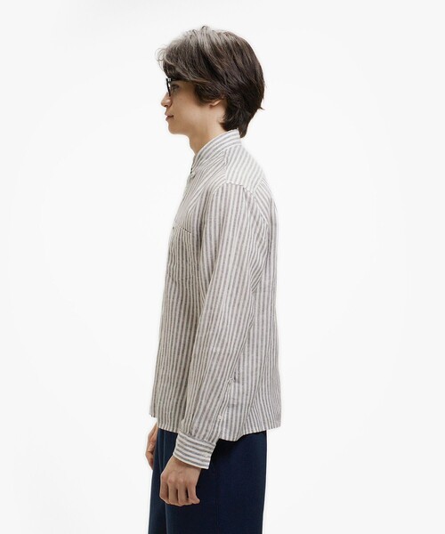 LACOSTE（ラコステ）の「リネンストライプシャツ（シャツ/ブラウス・メンズ・ブルー/ダークアッシュ・38/39/40/41）」の8枚目の写真
