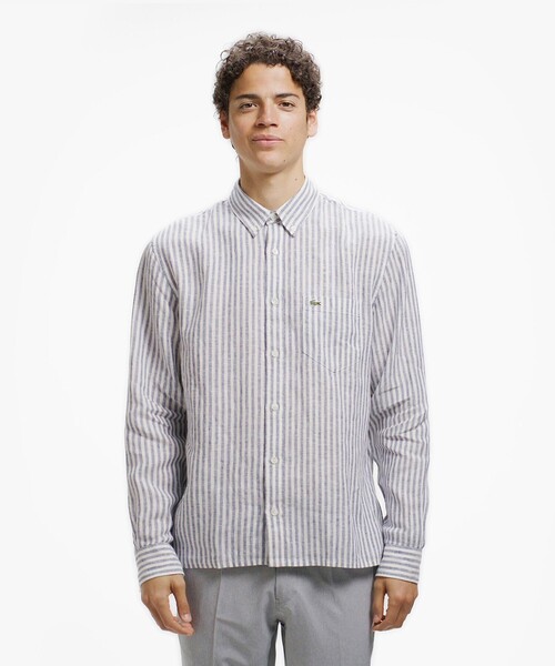 LACOSTE（ラコステ）の「リネンストライプシャツ（シャツ/ブラウス・メンズ・ブルー/ダークアッシュ・38/39/40/41）」の16枚目の写真