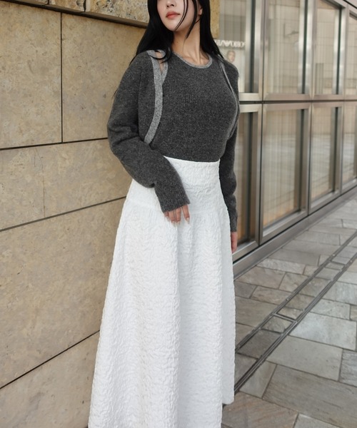 ORGUE(オルグ)の「Bicolor knit ensemble/バイカラーニットアンサンブル(アンサンブル・レディース・ホワイト/ベージュ/グレー・FREE)」の9枚目の写真