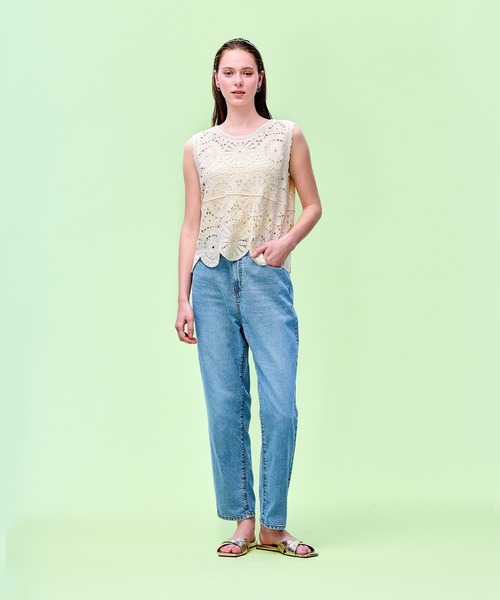 coca(coca)(コカ)の「かぎ編みクロシェタンクトップ(タンクトップ・レディース・アイボリー/レッド・ONE SIZE)」の3枚目の写真