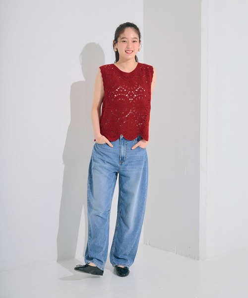 coca(coca)(コカ)の「かぎ編みクロシェタンクトップ(タンクトップ・レディース・アイボリー/レッド・ONE SIZE)」の9枚目の写真