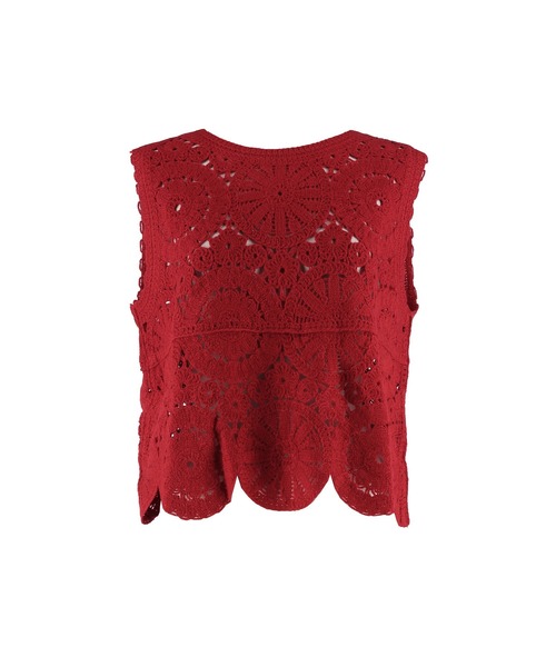 coca(coca)(コカ)の「かぎ編みクロシェタンクトップ(タンクトップ・レディース・アイボリー/レッド・ONE SIZE)」の19枚目の写真
