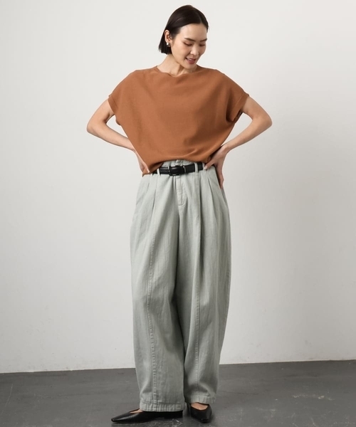 MICHEL KLEIN(ミッシェル・クラン)の「ホールガーメント(R)フレンチスリーブニット(ニット/セーター・レディース・ベージュ/ピンク/テラコッタ/ブルー・38/40)」の9枚目の写真