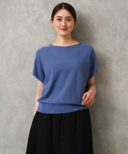 MICHEL KLEIN(ミッシェル・クラン)の「ホールガーメント(R)フレンチスリーブニット(ニット/セーター・レディース・ベージュ/ピンク/テラコッタ/ブルー・38/40)」の5枚目の写真