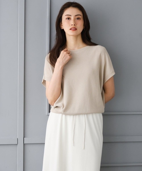 MICHEL KLEIN(ミッシェル・クラン)の「ホールガーメント(R)フレンチスリーブニット(ニット/セーター・レディース・ベージュ/ピンク/テラコッタ/ブルー・38/40)」の7枚目の写真