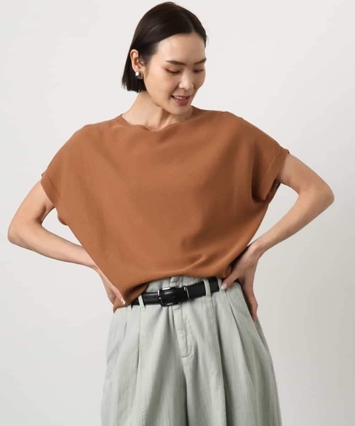 MICHEL KLEIN(ミッシェル・クラン)の「ホールガーメント(R)フレンチスリーブニット(ニット/セーター・レディース・ベージュ/ピンク/テラコッタ/ブルー・38/40)」の8枚目の写真