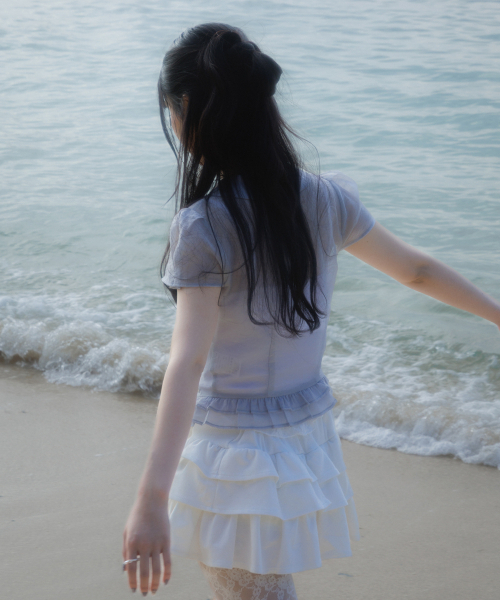 ROSEFRANTZ（ロゼフランツ）の「See-through Pleat Short Sleeved Blouse [Sky Blue]（シャツ/ブラウス・レディース・スカイブルー・SMALL/MEDIUM）」の11枚目の写真