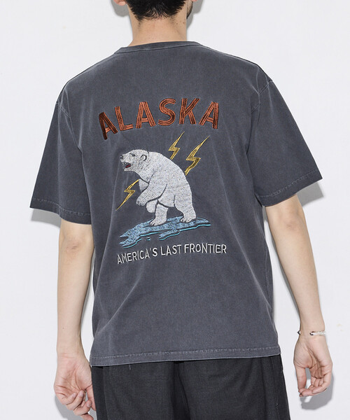 Schott（ショット）の「Schott/ショット 別注 バック 刺繍デザイン Tシャツ/ヴィンテージライク（Tシャツ/カットソー・メンズ・ブラック系その他/ブラック系その他3/ブラック系その他2・MEDIUM/LARGE/X-LARGE）」の4枚目の写真