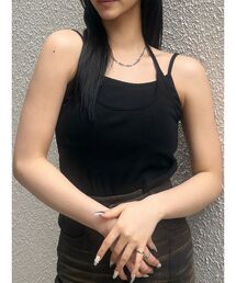 カップ付きリブキャミソール 夏服