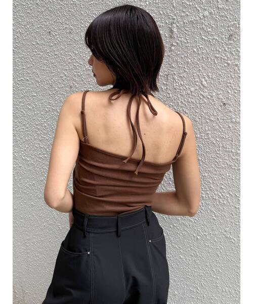 MURUA(ムルーア)の「カップ付きリブキャミソール 夏服(キャミソール・レディース・ブラック/ホワイト/ブラウン・FREE)」の21枚目の写真