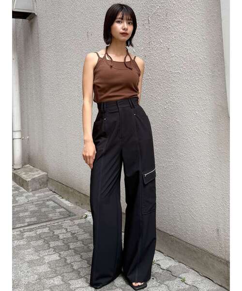MURUA(ムルーア)の「カップ付きリブキャミソール 夏服(キャミソール・レディース・ブラック/ホワイト/ブラウン・FREE)」の22枚目の写真