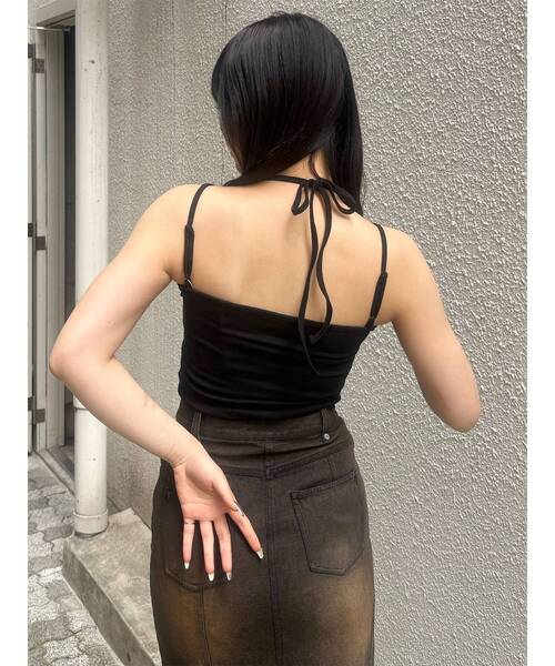 MURUA(ムルーア)の「カップ付きリブキャミソール 夏服(キャミソール・レディース・ブラック/ホワイト/ブラウン・FREE)」の18枚目の写真