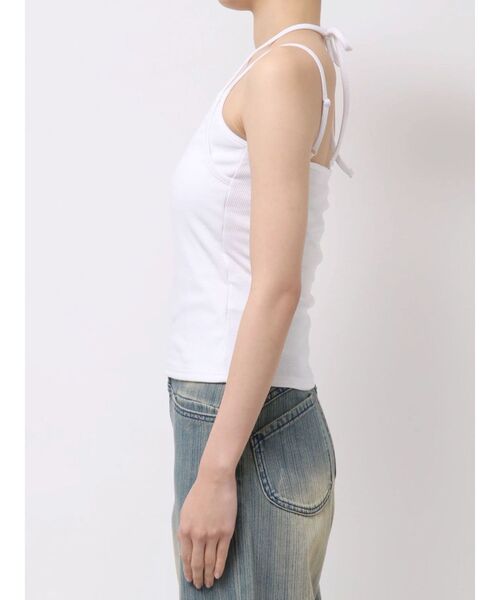 MURUA(ムルーア)の「カップ付きリブキャミソール 夏服(キャミソール・レディース・ブラック/ホワイト/ブラウン・FREE)」の5枚目の写真