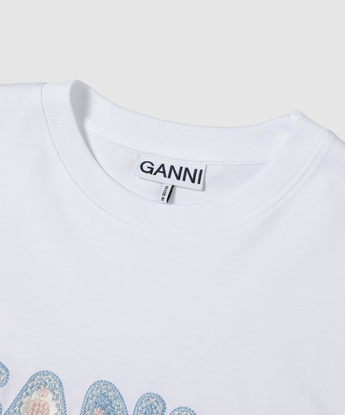 GANNI（ガニー）の「Heavy cotton Jersey Relaxed Fit Ganni EMB（Tシャツ/カットソー・レディース・ホワイト・M/S/XS/L）」の3枚目の写真