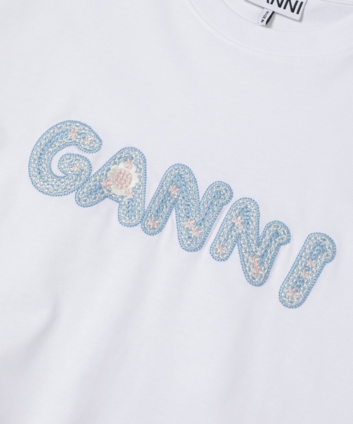 GANNI（ガニー）の「Heavy cotton Jersey Relaxed Fit Ganni EMB（Tシャツ/カットソー・レディース・ホワイト・M/S/XS/L）」の4枚目の写真