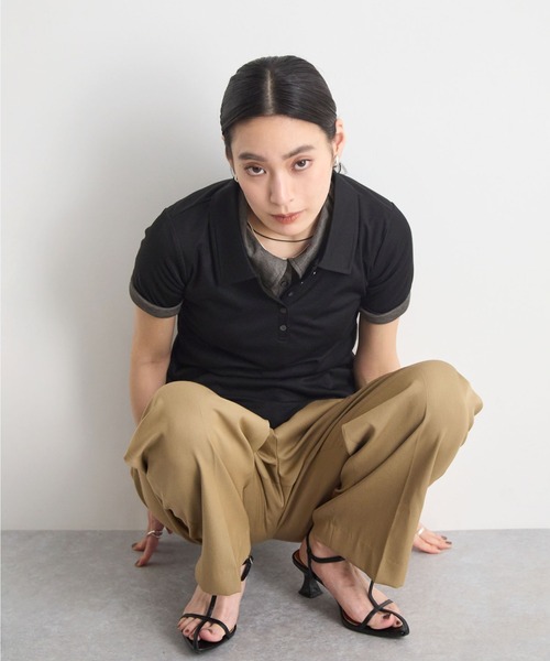 STELLA FISH(ステラフィッシュ)の「【1枚で決まる】タンクレイヤードSETポロトップス(Tシャツ/カットソー・レディース・杢グレー/ブラウン/ブラック・FREE)」の2枚目の写真