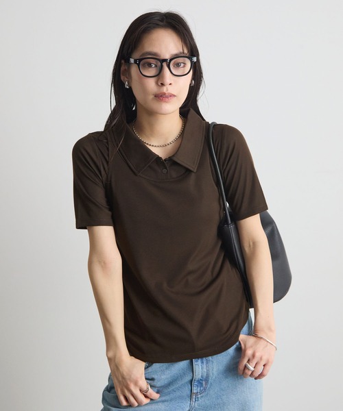 STELLA FISH(ステラフィッシュ)の「【1枚で決まる】タンクレイヤードSETポロトップス(Tシャツ/カットソー・レディース・杢グレー/ブラウン/ブラック・FREE)」の21枚目の写真