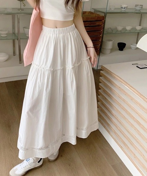 Miniministore（ミニミニストア）の「ティアードAラインスカート ハイウエスト（スカート・レディース・ホワイト・M/L）」の2枚目の写真