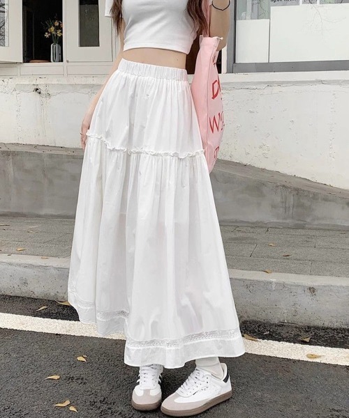 Miniministore（ミニミニストア）の「ティアードAラインスカート ハイウエスト（スカート・レディース・ホワイト・M/L）」の4枚目の写真