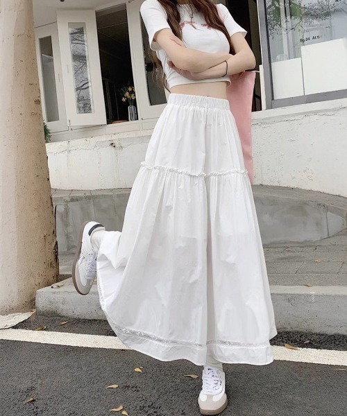Miniministore（ミニミニストア）の「ティアードAラインスカート ハイウエスト（スカート・レディース・ホワイト・M/L）」の7枚目の写真